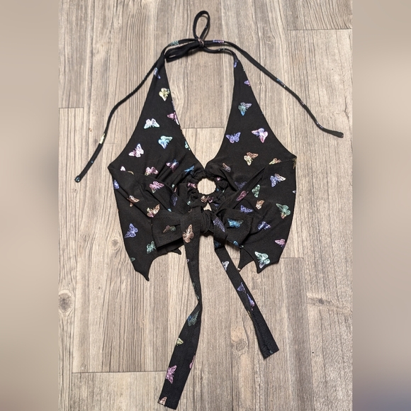 Multicolor shimmer butterfly halter top women's size 1X plus size - Picture 8 of 13